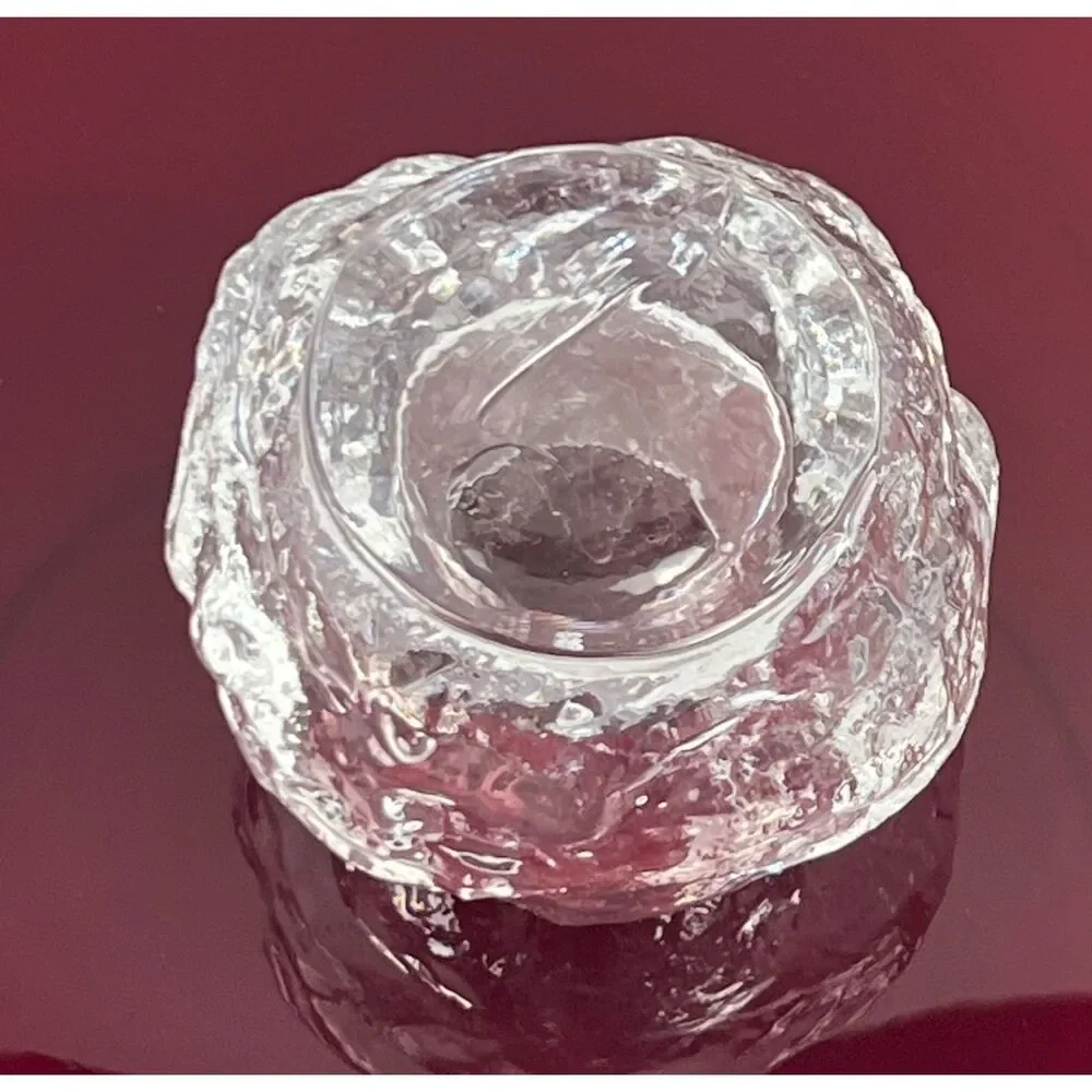 Vintage Kosta Boda Snowball Votive Candle Holder Ann Wolff Swedish Art Glass 3”